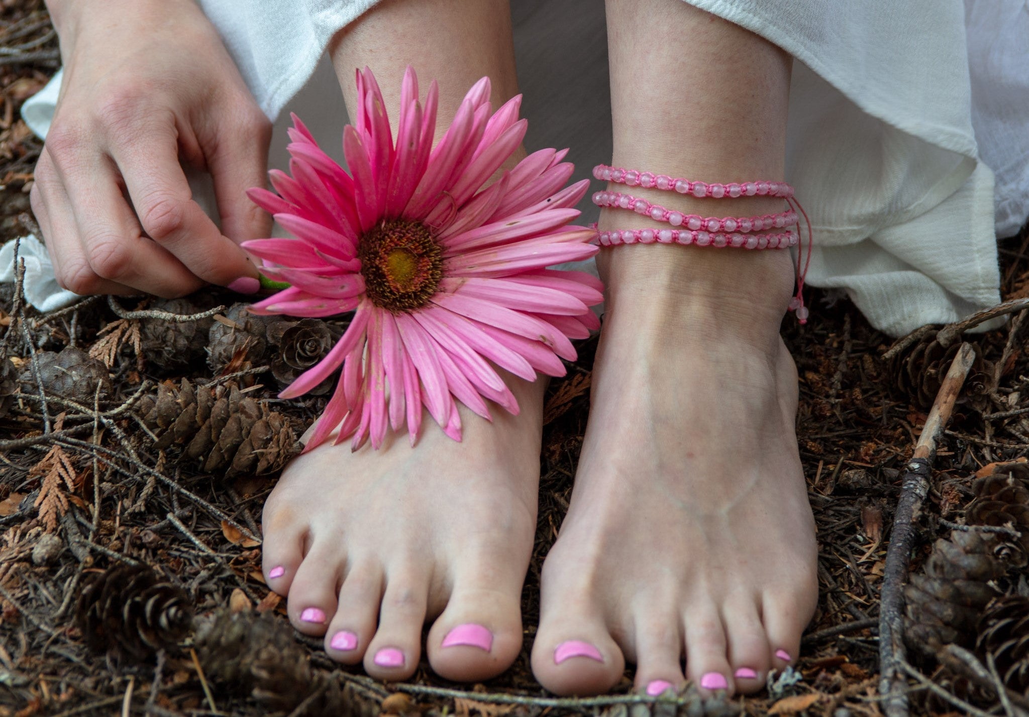 Macrame anklets with gemstones and crystals. Waterproof, for all astrological zodiac signs, healing and beauty