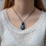 aquamarine kyanite crystal necklace