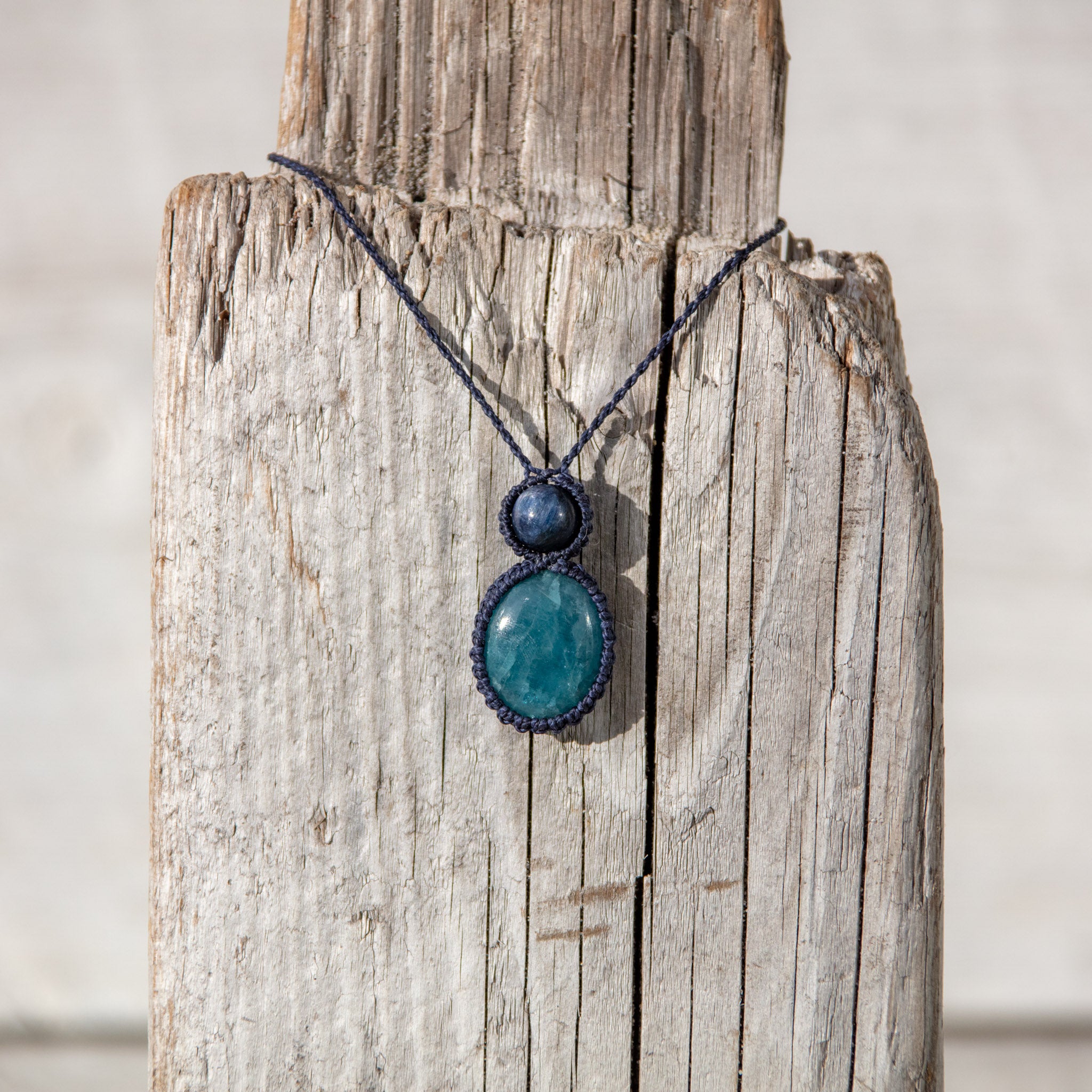 Aquamarine and Kyanite Stones Necklace