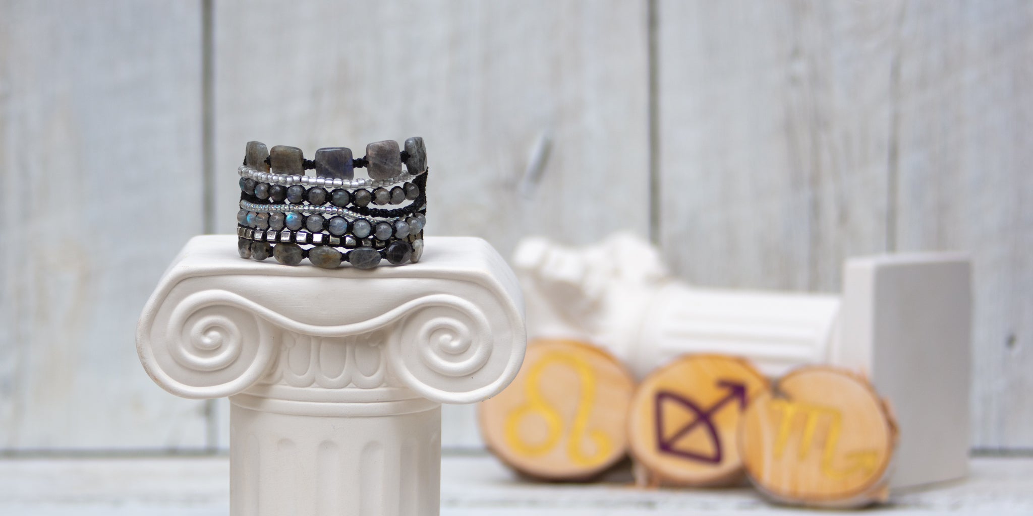 A labradorite bracelet by Susana Vijaya Co. Handmade in Canada jewelry.