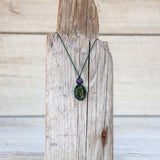 Moss Agate & Amethyst Mystic Duet necklace