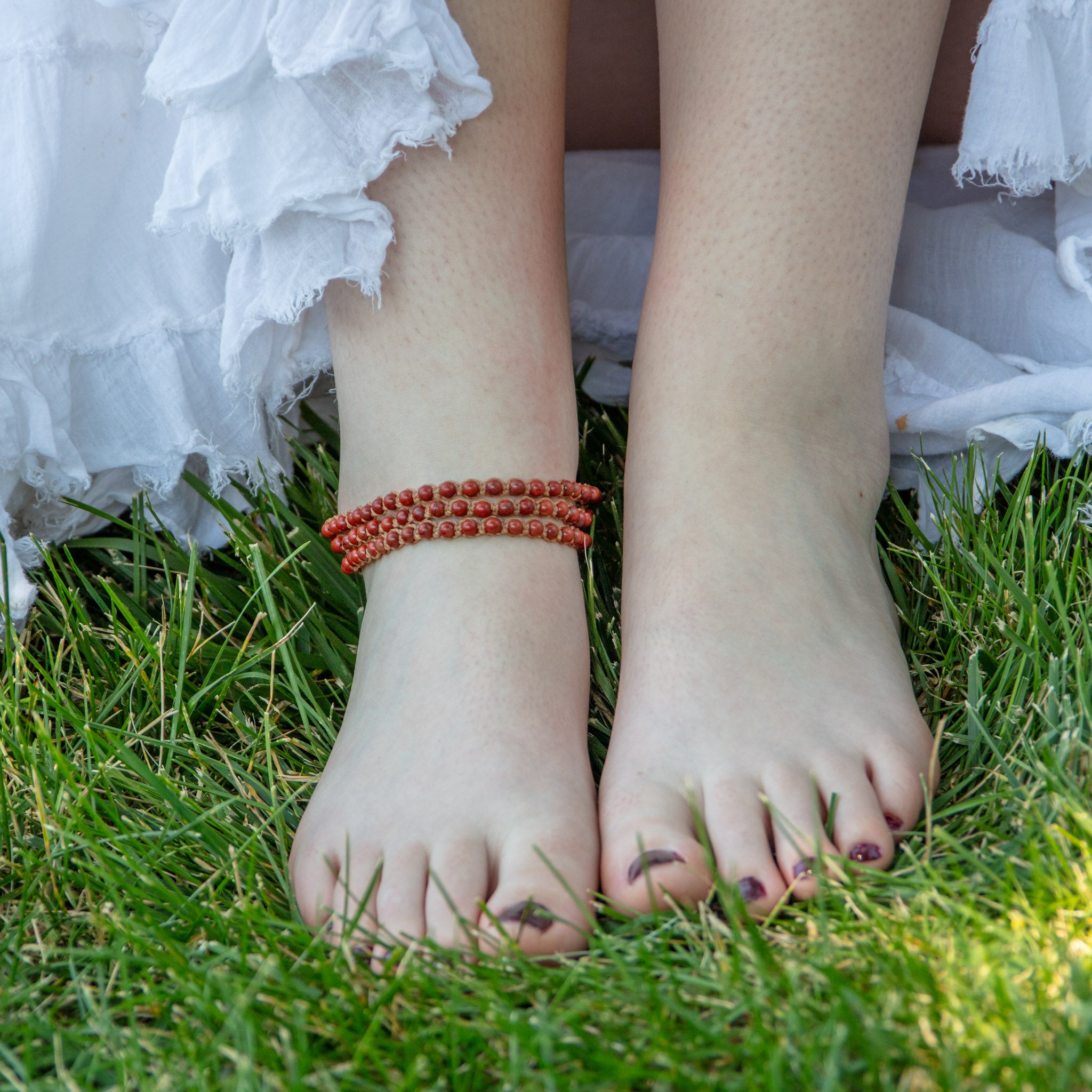 red jasper gemstone anklets